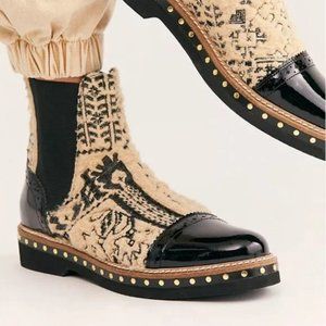 Free People Textile Atlas Chelsea Boot in Patterned Beige